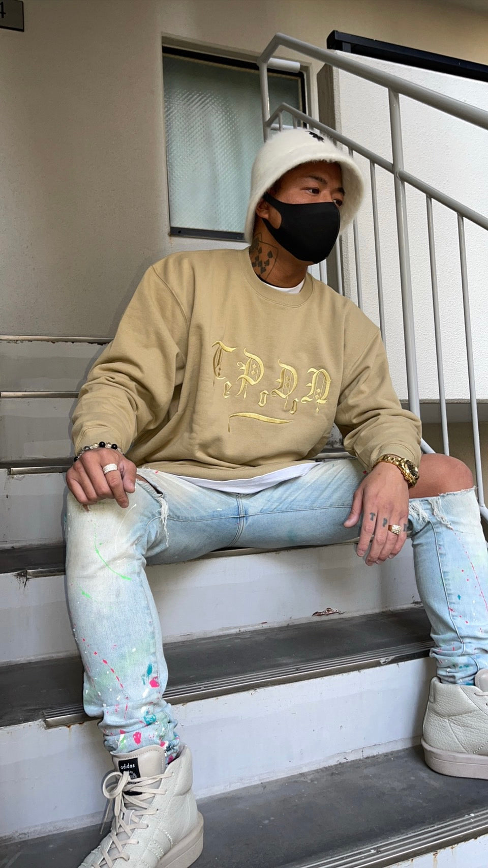 T・P・D・N/genocide™ 刺繡スウェットトレーナー