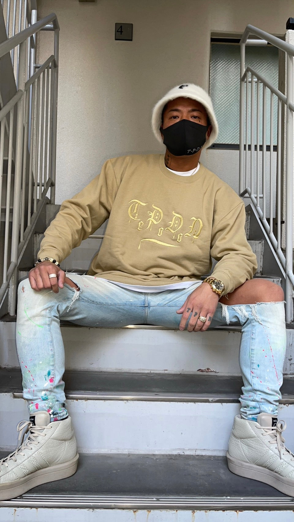 T・P・D・N/genocide™ 刺繡スウェットトレーナー