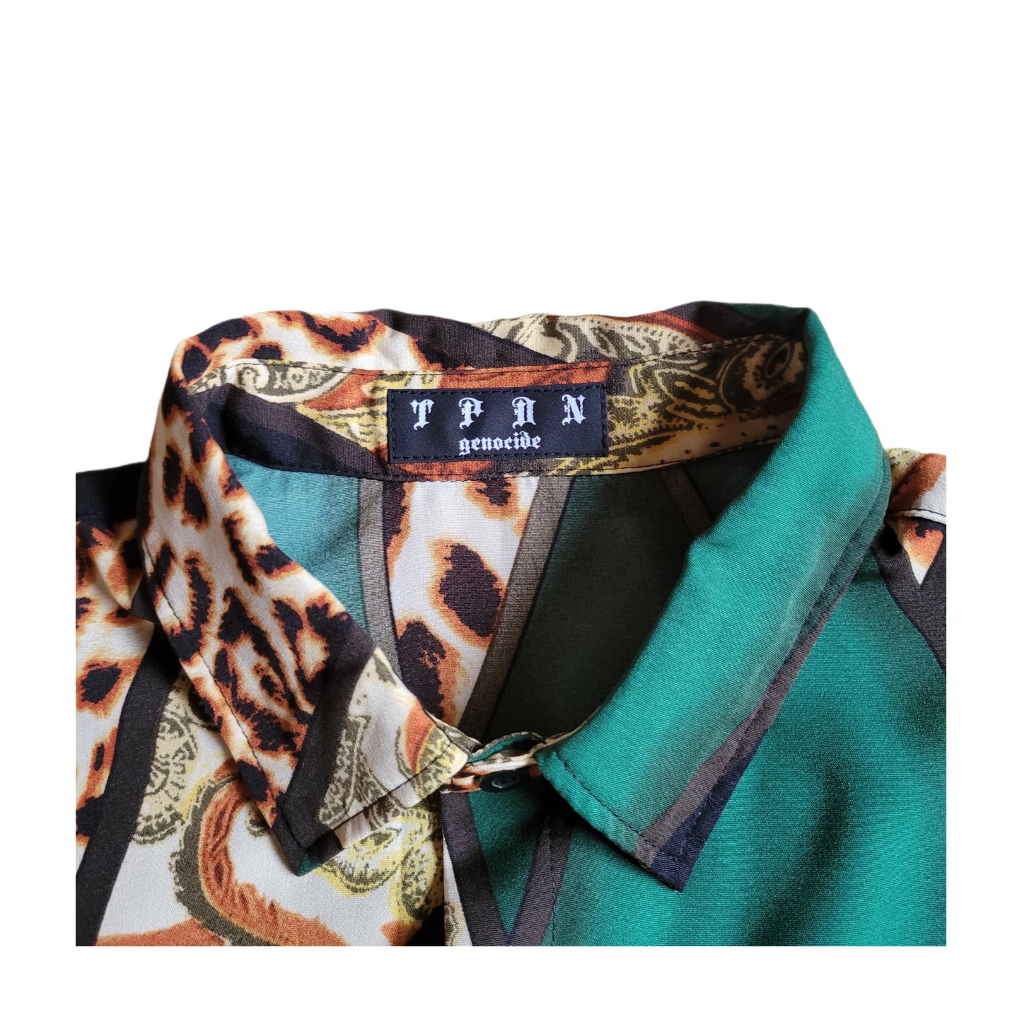 TPDNオリジナルタグ付き レオパード&ペイズリー柄長袖シャツ
