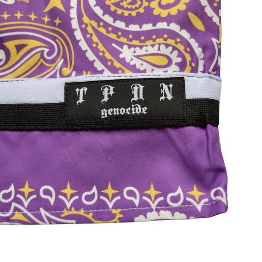 TPDNオリジナルタグ付きペイズリー柄ハーフパンツ (PUR)